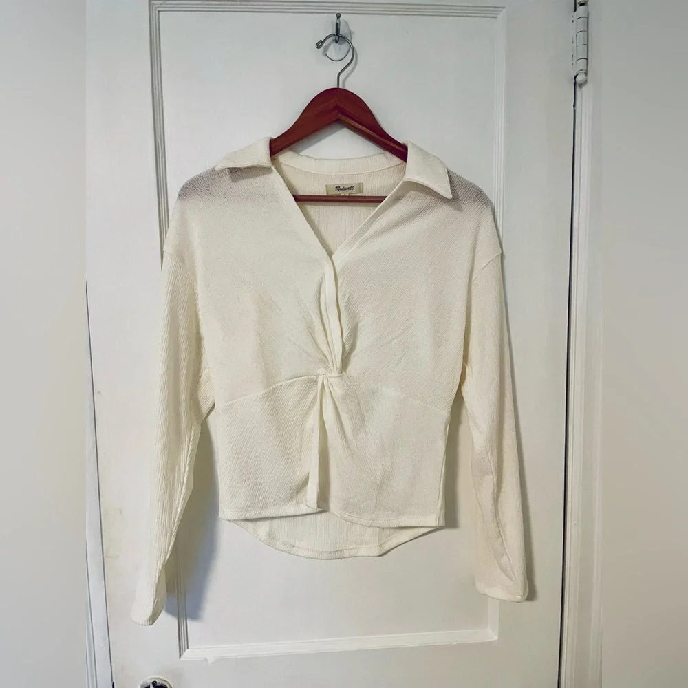 Madewell Twist-Front Long-Sleeve Top in lighthouse cream - Picture 4 of 4